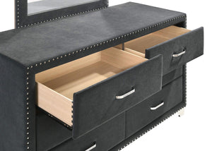 Juego de dormitorio Melody de 4 piezas, tamaño Queen, gris