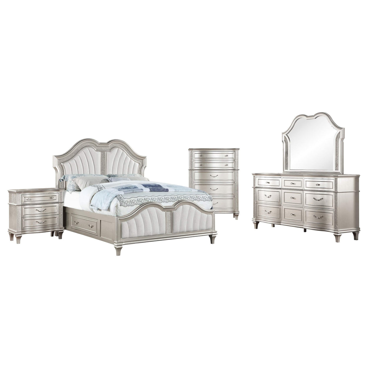 Evangeline 5-piece Queen Bedroom Set Silver Oak