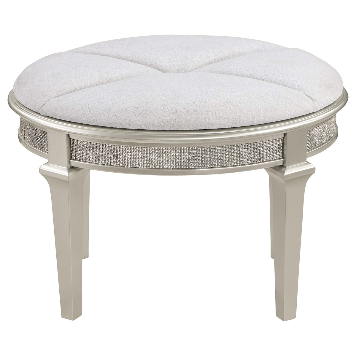 Tocador Evangeline de 4 cajones con taburete en roble plateado