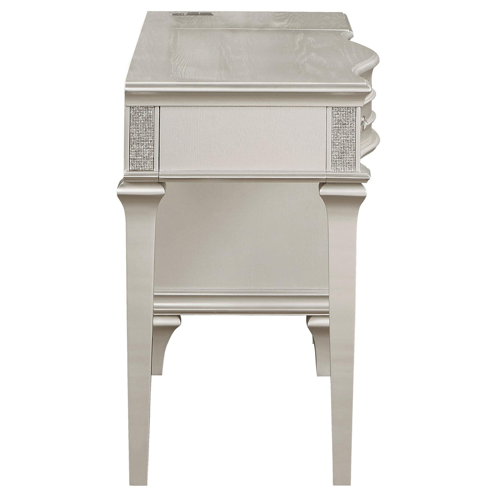 Tocador Evangeline de 4 cajones, mesa de maquillaje de roble plateado