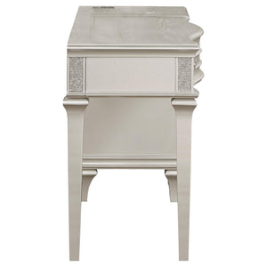 Tocador Evangeline de 4 cajones, mesa de maquillaje de roble plateado