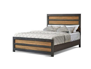 Cama Queen Dewcrest con paneles en tonos caramelo y regaliz