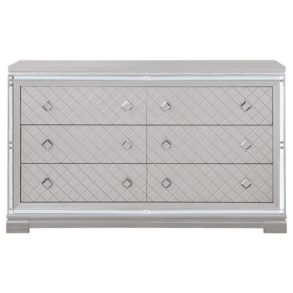 Juego de dormitorio Eleanor de 4 piezas California King, color mercurio metálico