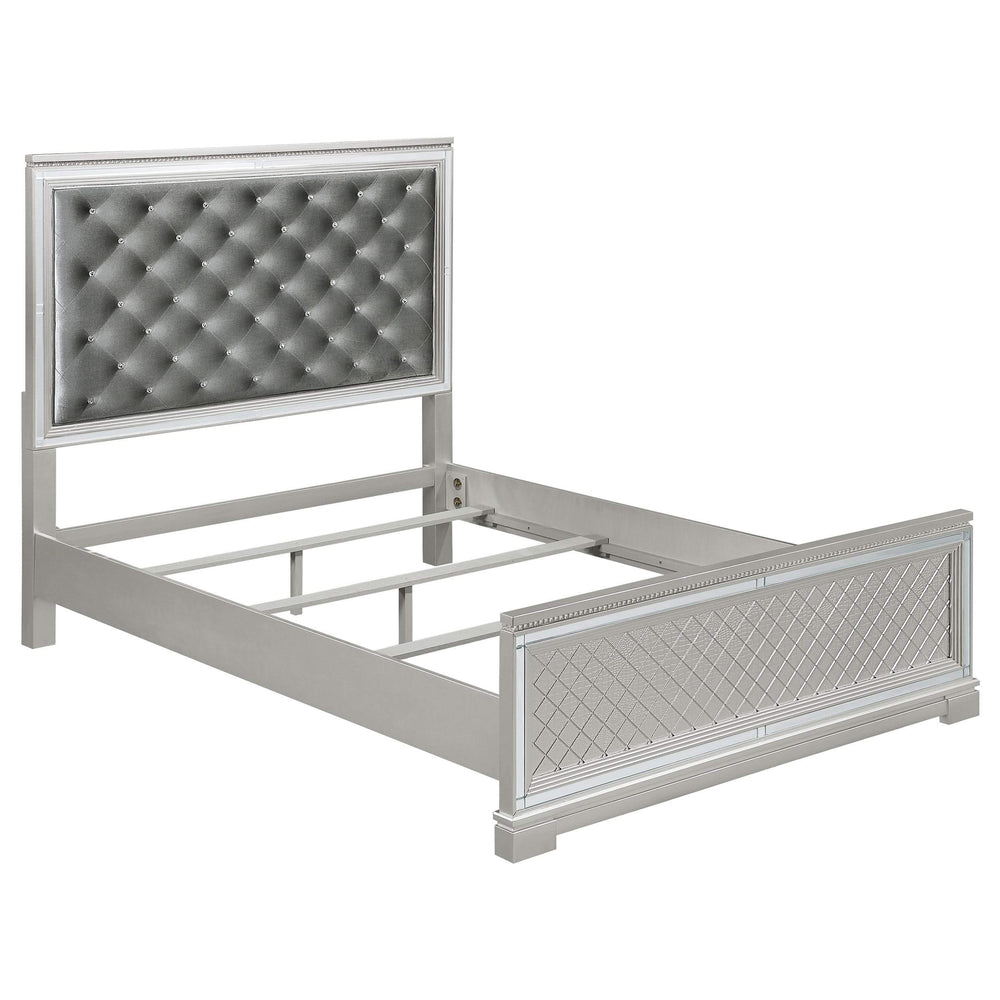 Juego de dormitorio Eleanor de 4 piezas con cama tamaño queen, color metálico Mercury