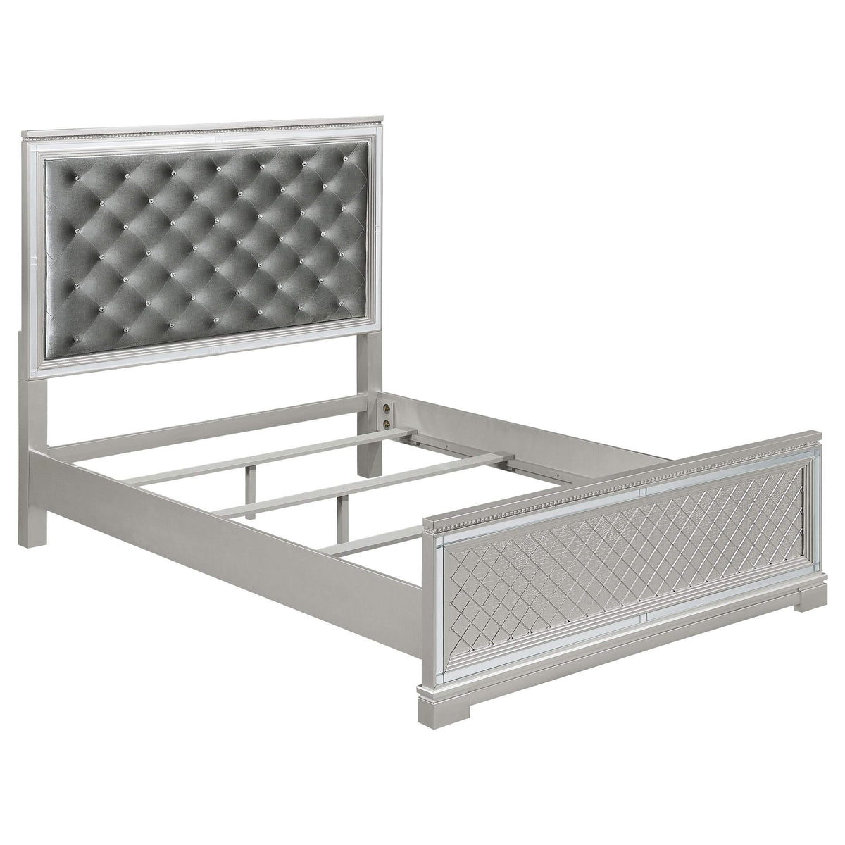 Juego de dormitorio Eleanor de 4 piezas con cama tamaño queen, color metálico Mercury