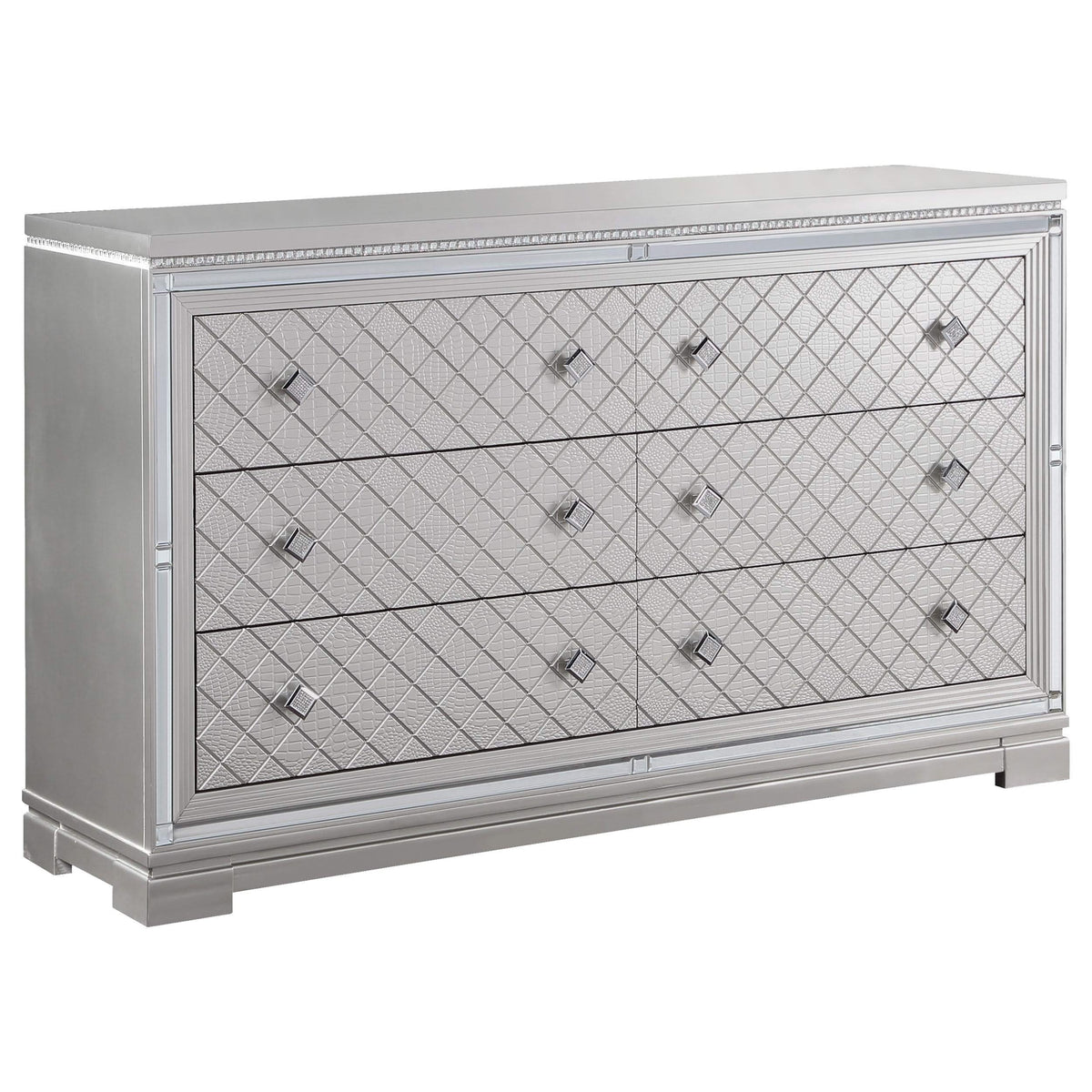 Juego de dormitorio Eleanor de 4 piezas con cama tamaño queen, color metálico Mercury