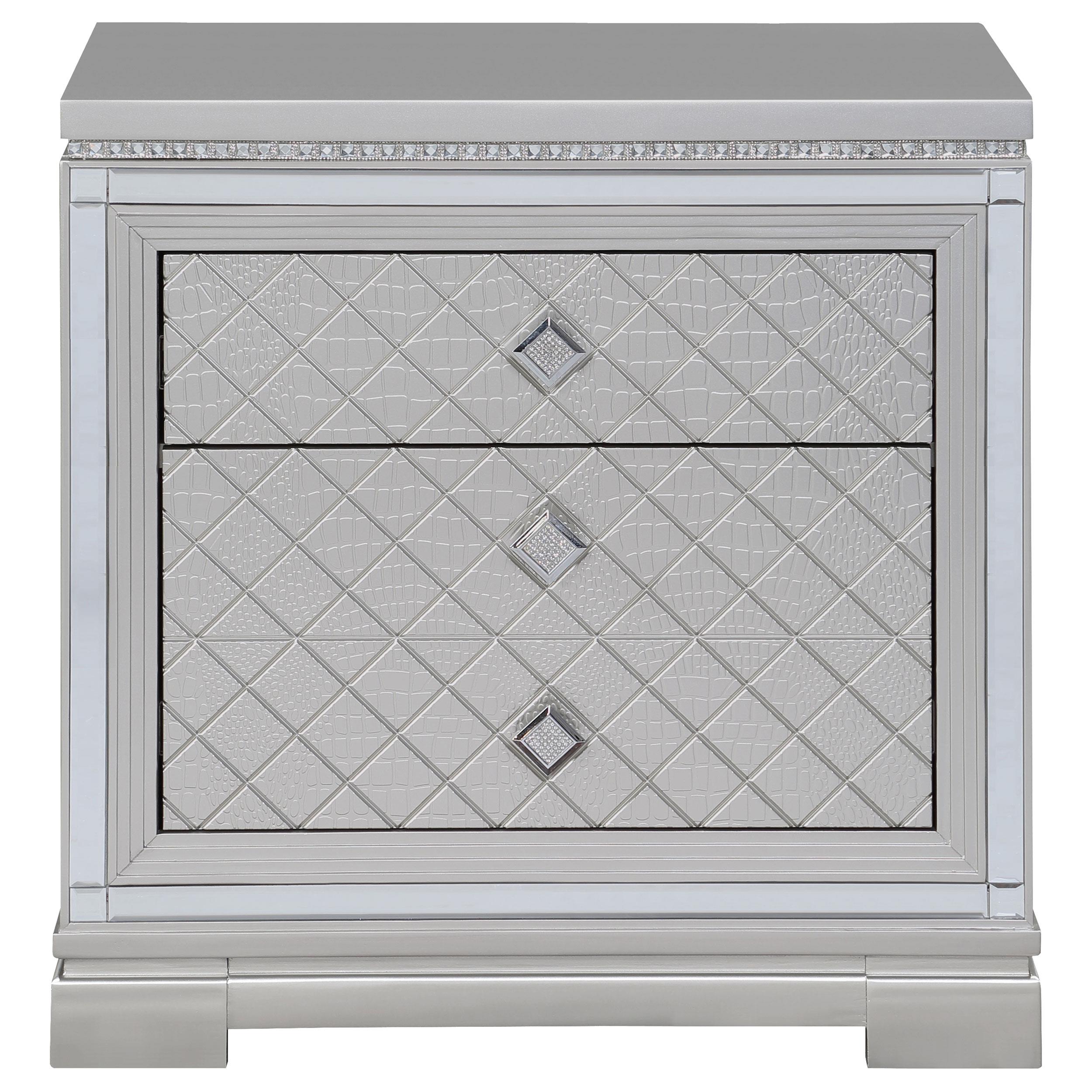 Eleanor 2-drawer Nightstand Metallic Mercury