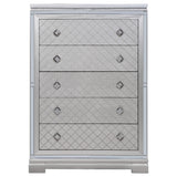 Cómoda de dormitorio Eleanor de 5 cajones en color Mercury metálico