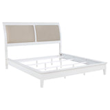 Cama Bexhill tapizada de 56 pulgadas con paneles en color blanco