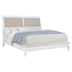Cama Bexhill tapizada de 56 pulgadas con paneles en color blanco