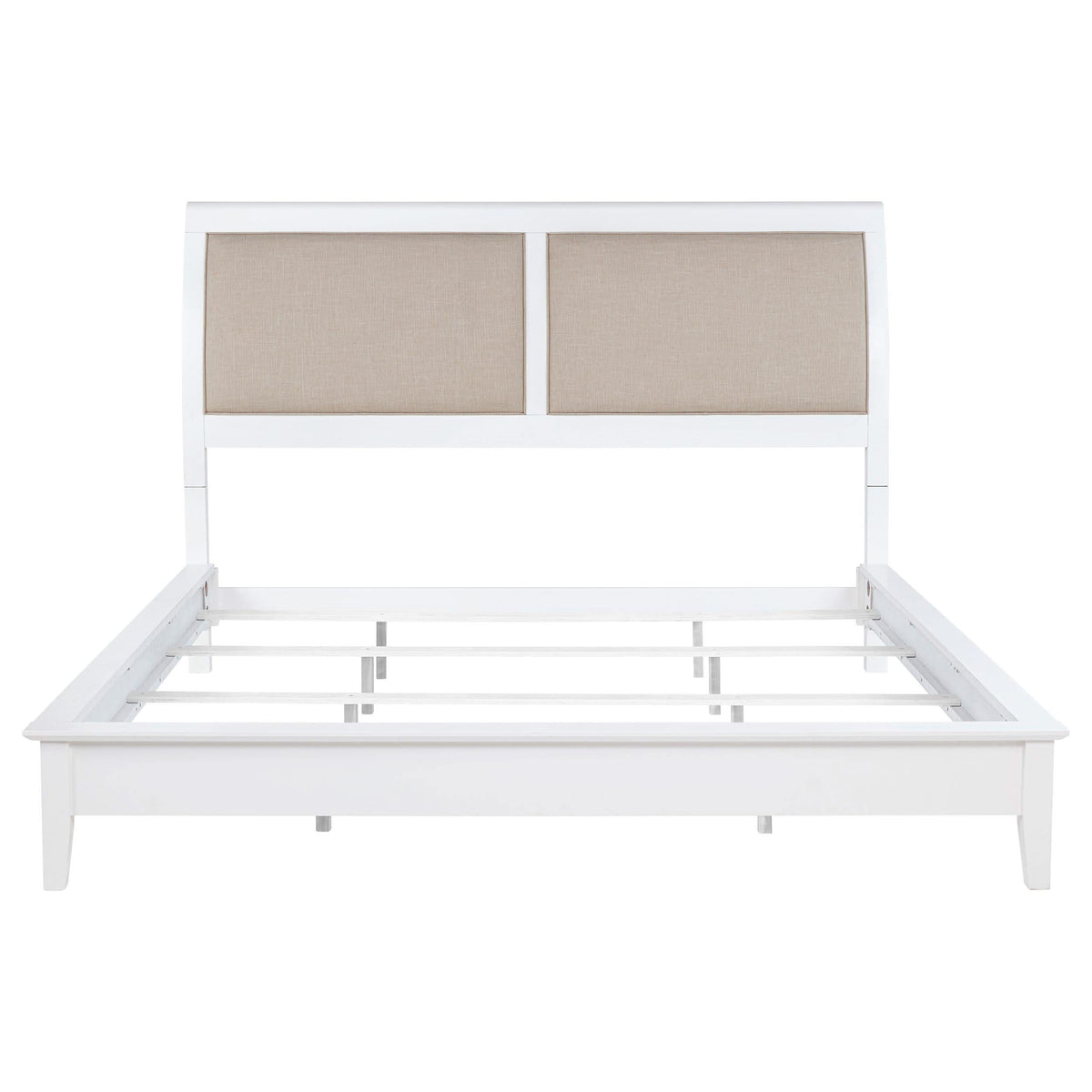 Cama Bexhill tapizada de 56 pulgadas con paneles en color blanco