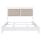 Cama Bexhill tapizada de 56 pulgadas con paneles en color blanco