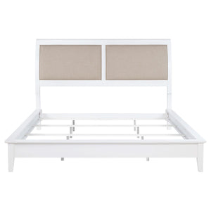 Cama Bexhill tapizada de 56 pulgadas con paneles en color blanco