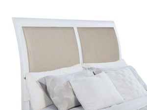 Cama Bexhill tapizada de 56 pulgadas con paneles en color blanco