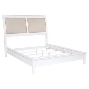 Cama Queen Bexhill de 56 pulgadas con paneles tapizados, color blanco