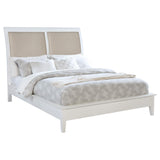 Cama Queen Bexhill de 56 pulgadas con paneles tapizados, color blanco