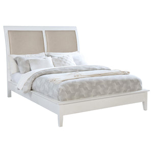 Cama Queen Bexhill de 56 pulgadas con paneles tapizados, color blanco
