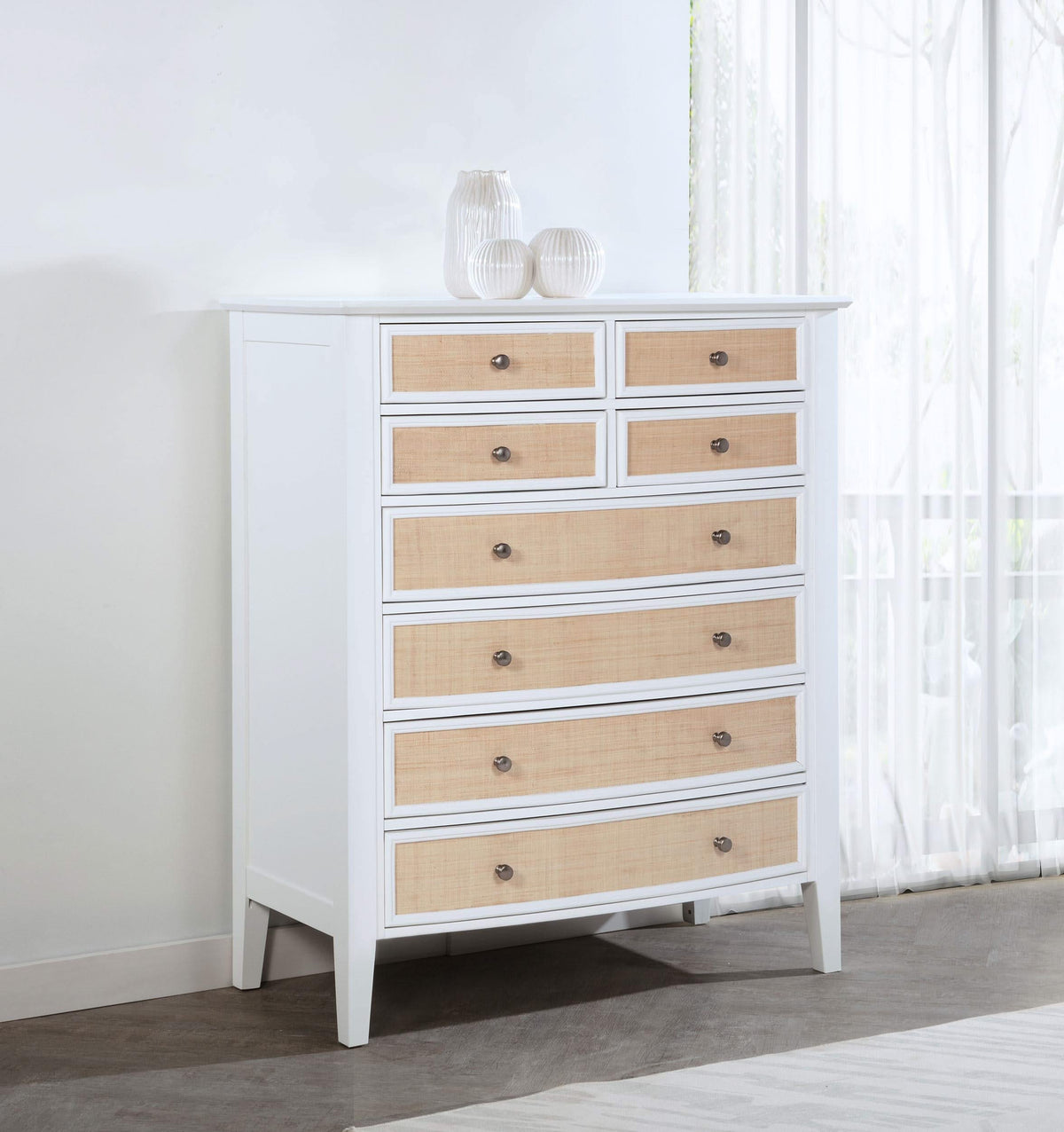 Cómoda Bexhill de 8 cajones blanca