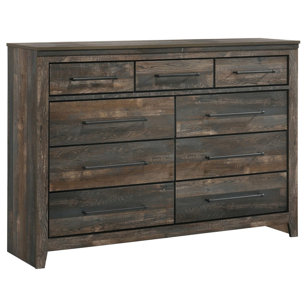 Juego de dormitorio Ridgedale Eastern King de 5 piezas en marrón oscuro desgastado y café con leche