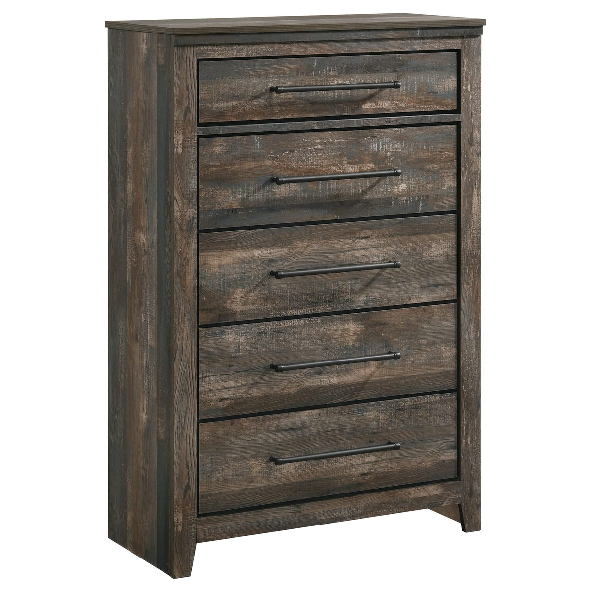 Juego de dormitorio Ridgedale Eastern King de 5 piezas en marrón oscuro desgastado y café con leche