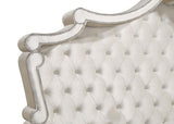 Cama tapizada Antonella con paneles estilo oriental King en color marfil y camello