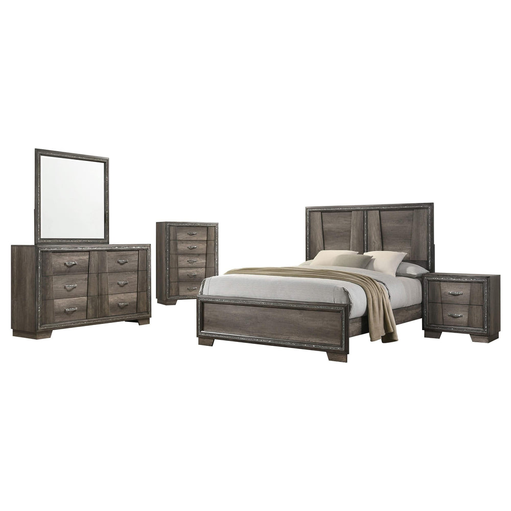 Juego de dormitorio Janine Eastern King de 5 piezas en gris