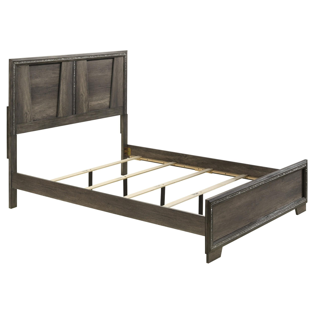 Cama Janine Wood Eastern King con paneles en gris