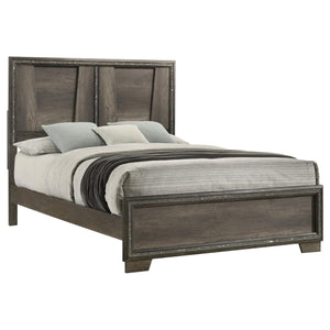 Cama Janine Wood Eastern King con paneles en gris