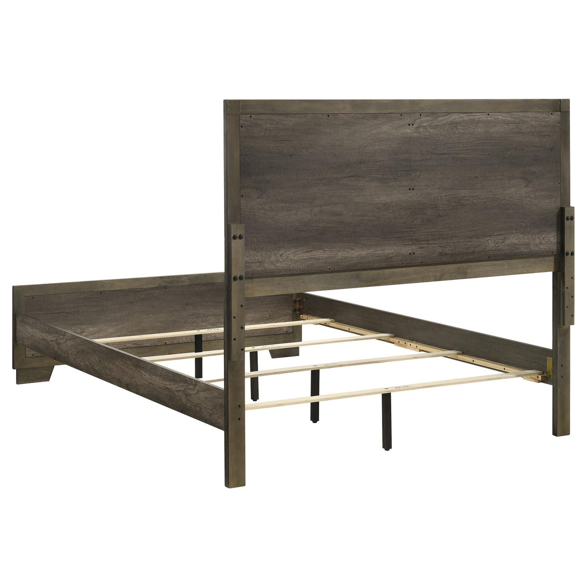 Cama Janine Wood Eastern King con paneles en gris