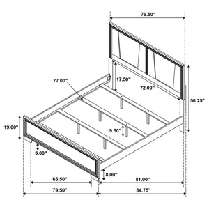 Cama Janine Wood Eastern King con paneles en gris