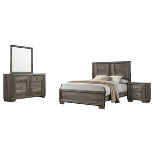 Juego de dormitorio Janine de 4 piezas tamaño Queen en gris