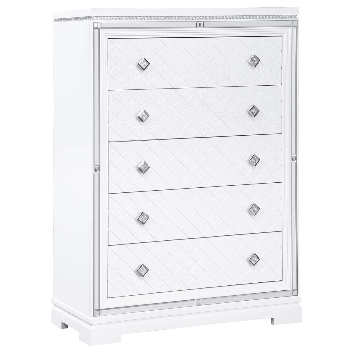 Juego de dormitorio Eleanor de 5 piezas Eastern King en blanco