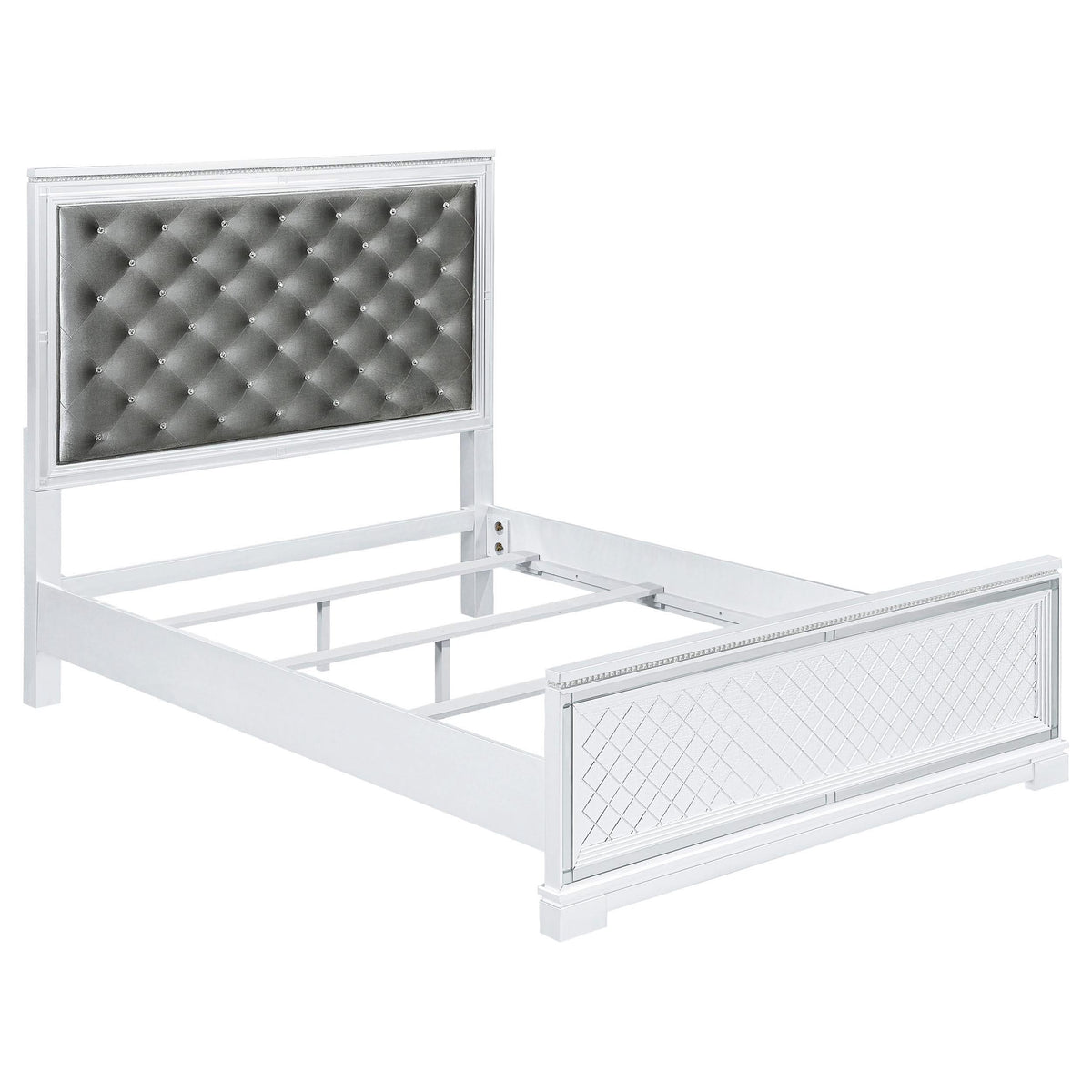 Cama Queen Eleanor Wood con paneles blancos