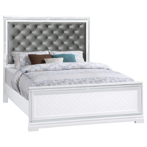 Cama Queen Eleanor Wood con paneles blancos