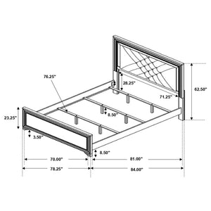 Cama Penelope Wood Eastern King con panel LED, modelo Midnight Star