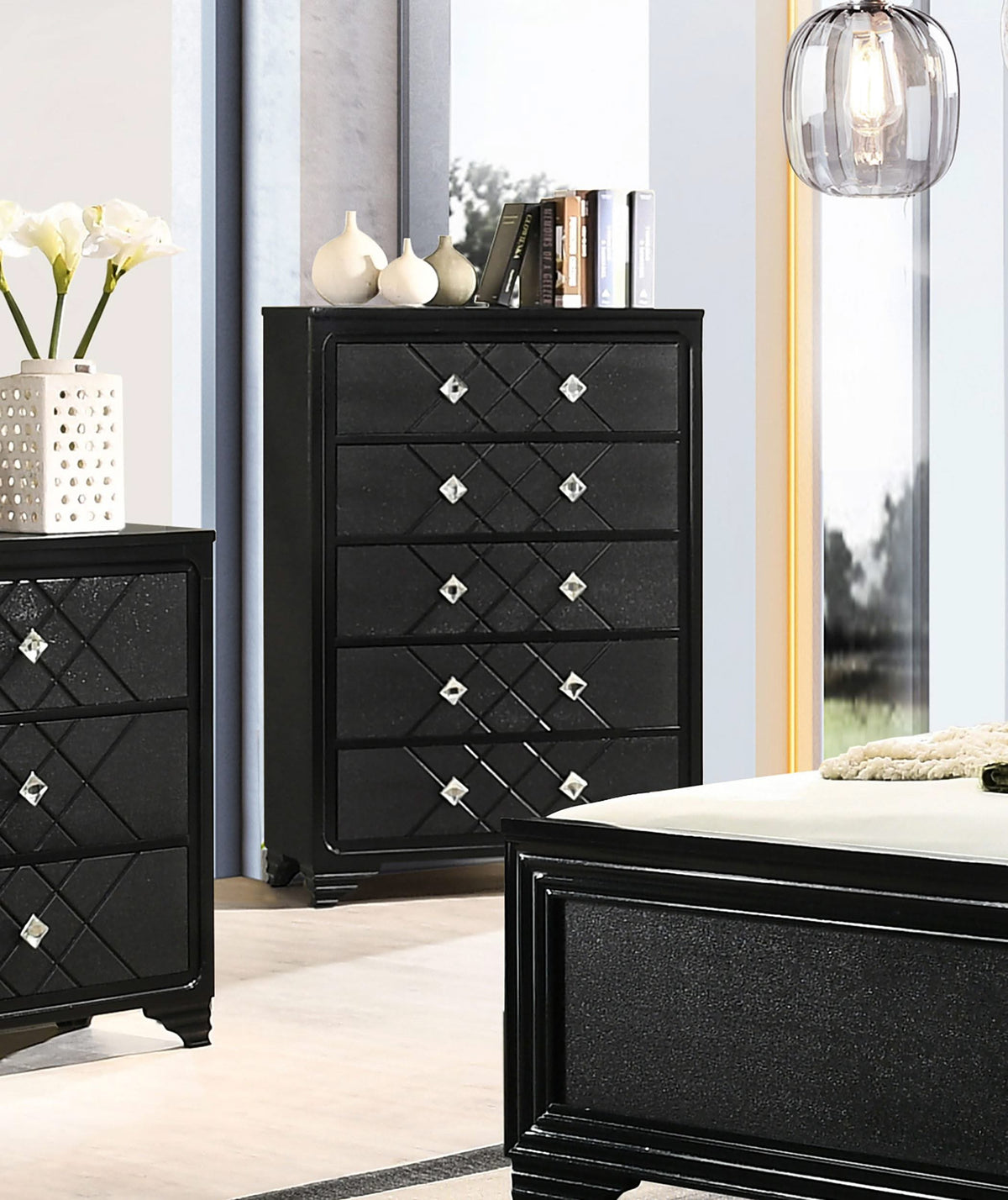 Cómoda de dormitorio Penélope de 5 cajones Midnight Star