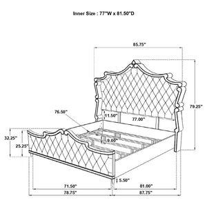 Cama tapizada Antonella Eastern King con paneles en gris