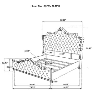 Cama tapizada Antonella California King con paneles en gris