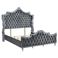 Cama Queen tapizada Antonella gris