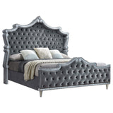 Cama Queen tapizada Antonella gris