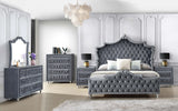 Cama Queen tapizada Antonella gris