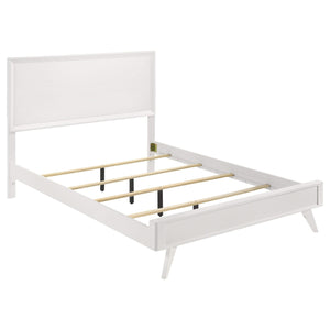 Cama California King con paneles Janelle Wood, color blanco