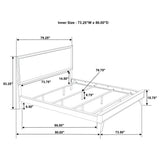 Cama California King con paneles Janelle Wood, color blanco