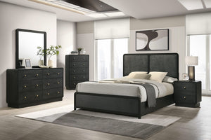 Cama King tapizada Cavelle de 51 pulgadas, color negro