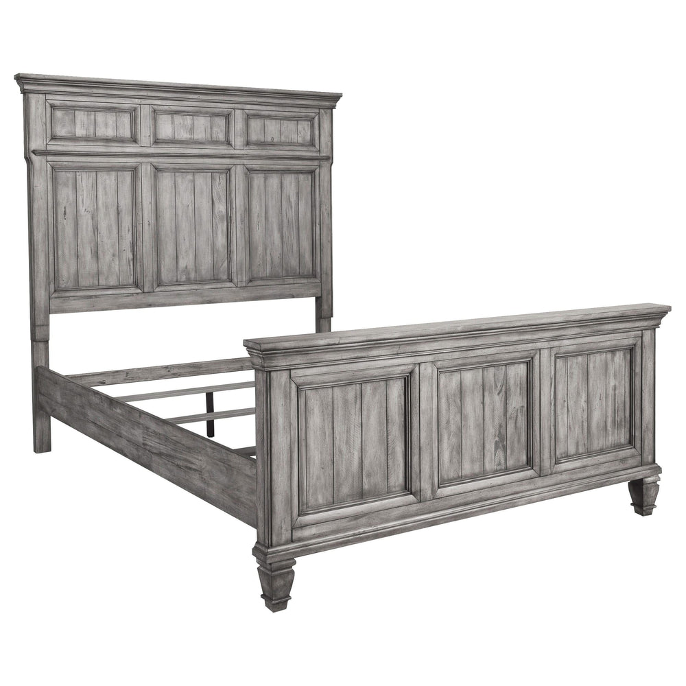 Cama con paneles Avenue Wood Eastern King, color gris desgastado