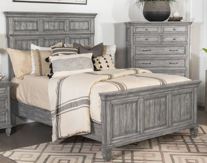 Cama con paneles California King de Avenue Wood, color gris desgastado