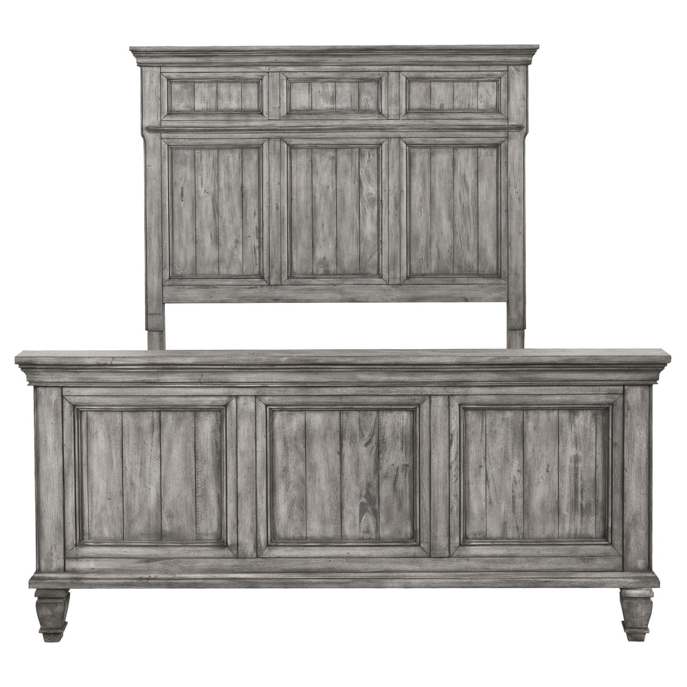 Cama con paneles California King de Avenue Wood, color gris desgastado
