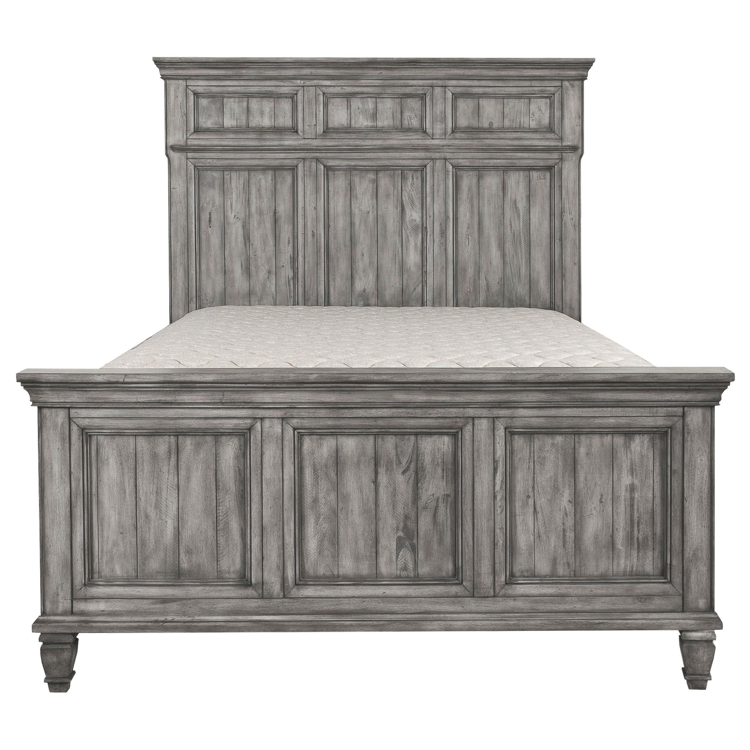 Avenue Wood California King Panel Bed Weathered Grey