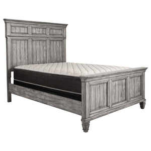 Cama Queen con paneles de madera Avenue, color gris desgastado
