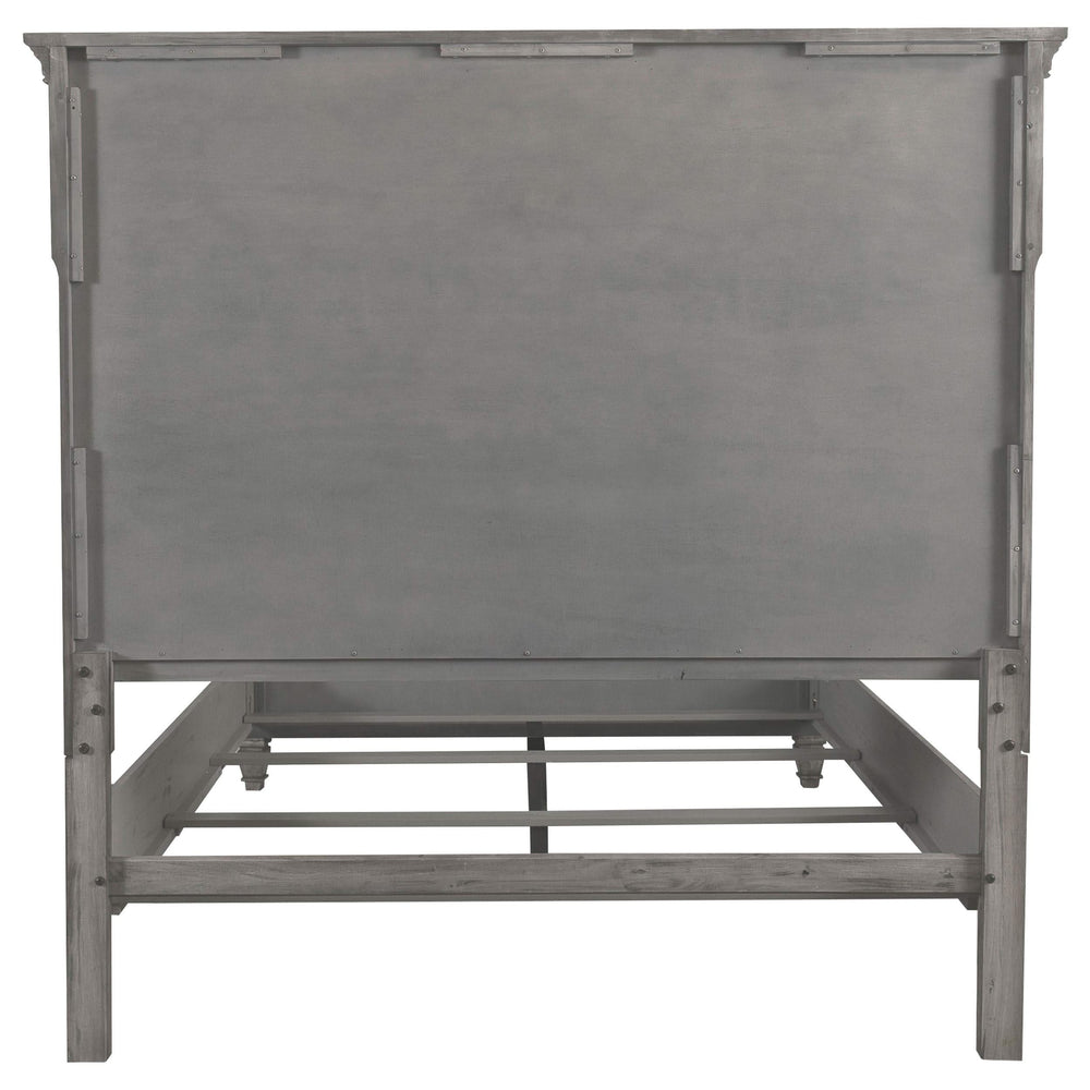 Cama Queen con paneles de madera Avenue, color gris desgastado